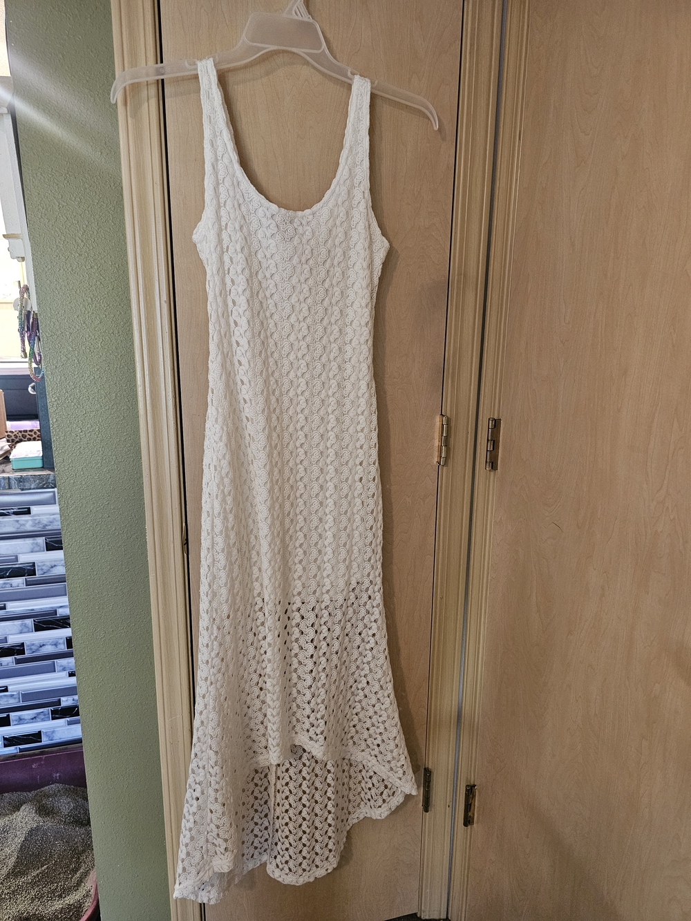 Xhilaration White Crochet High-Low Maxi Dress
